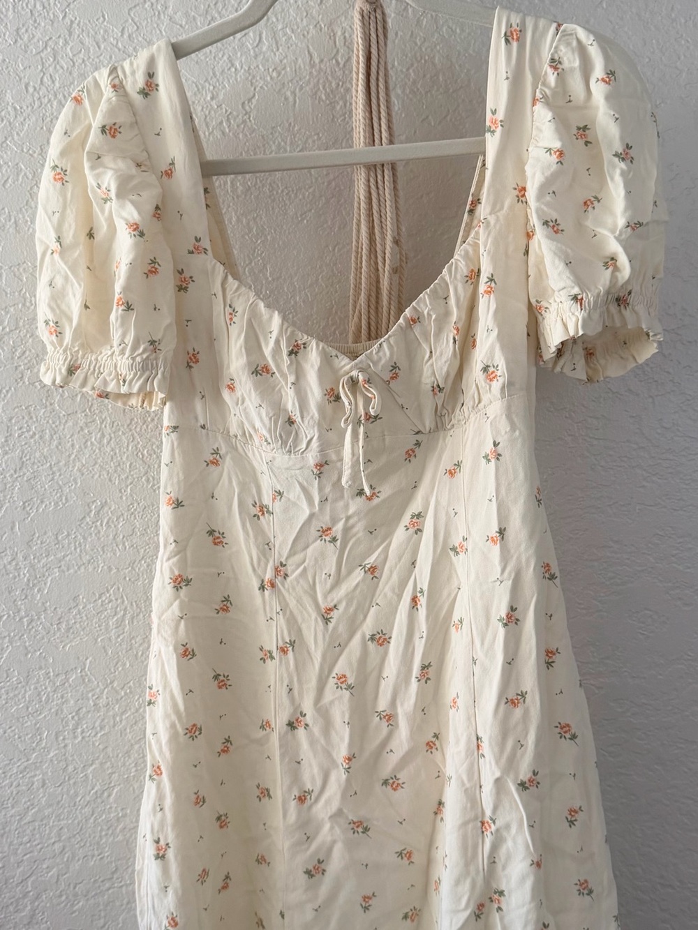 Urban Outfitters Cream Mini Dress with Orange Floral Print